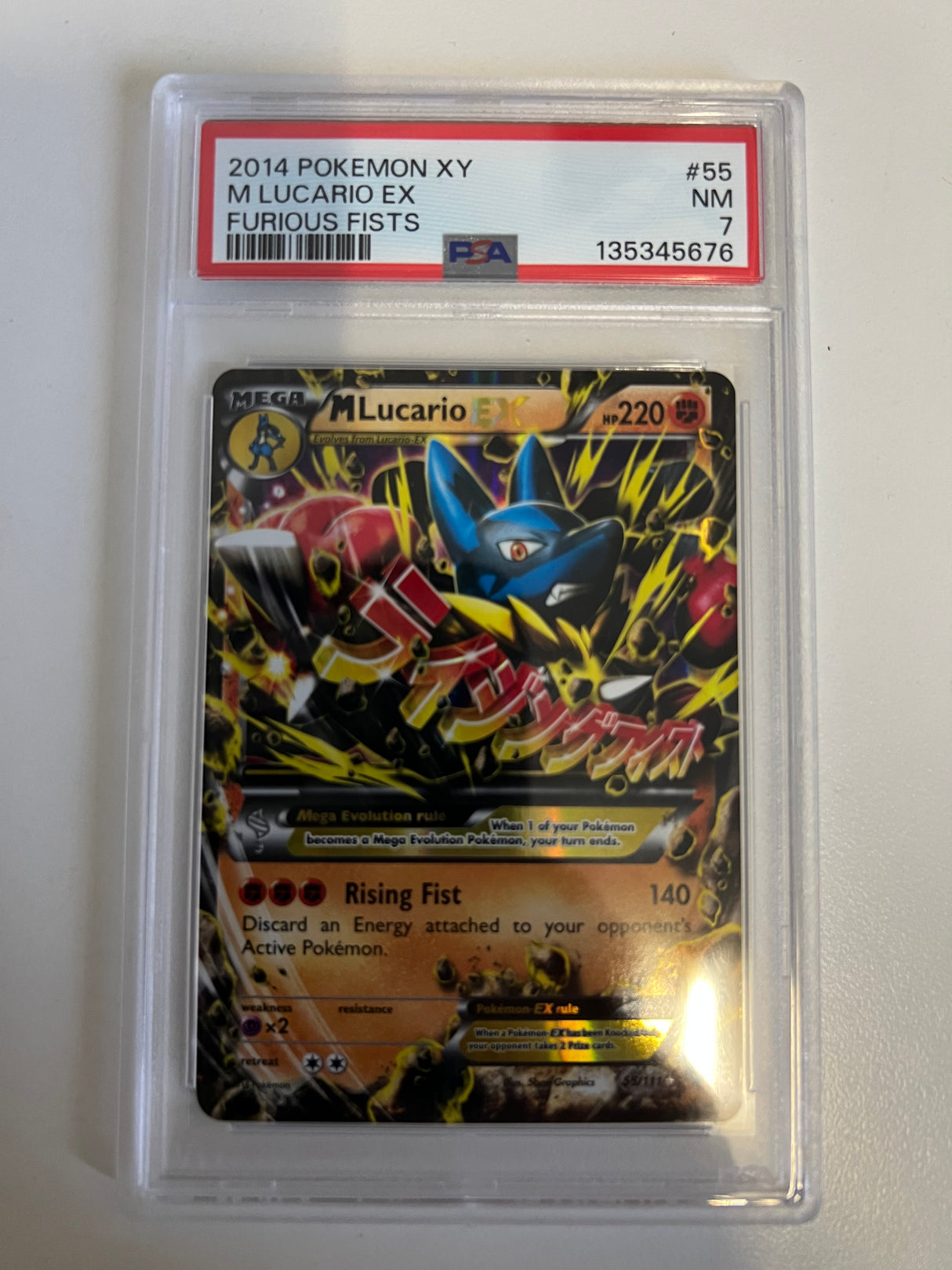 #170739 M Lucario EX 55/111 Furious Fists EN PSA 7 - Einzelkarte - Pokemon (Kofuku.de - Webshop)