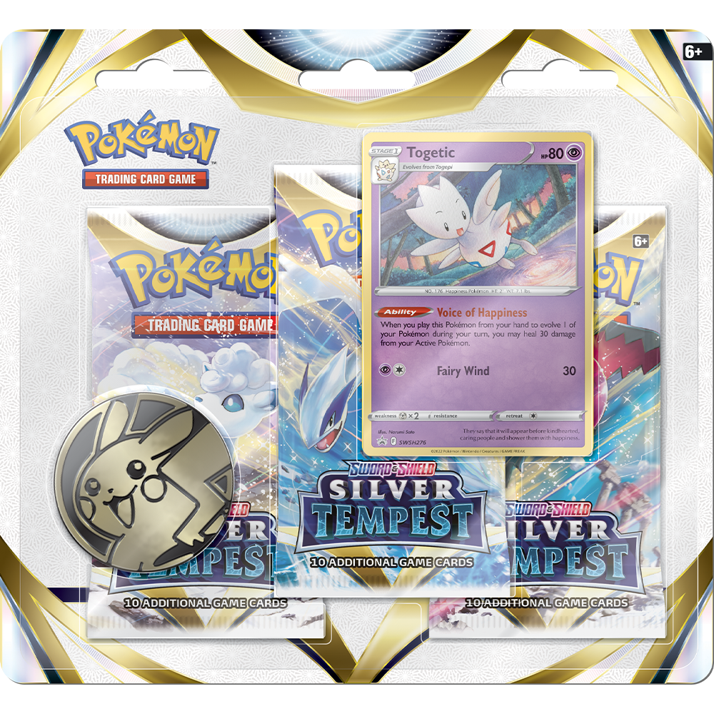 Pokémon Sword & Shield Silver Tempest 3-Pack Blister (englisch) (zufällig)