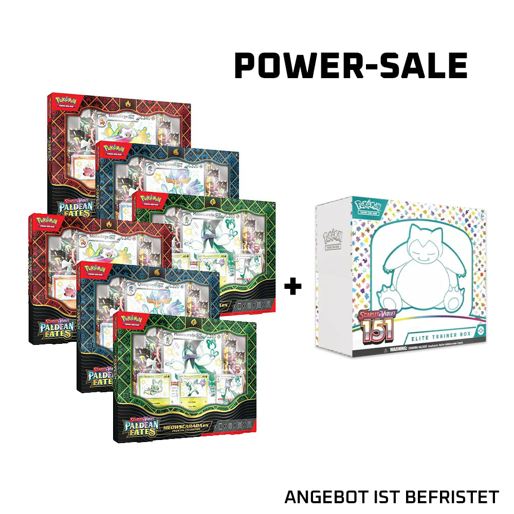 [Power-Sale] 6 x Pokemon Paldean Fates Premium Collection + 1 x Pokemon 151 Elite Trainer Box (BUNDLE) (ENGLISCH)  (Lieferbar 18.11.2024)