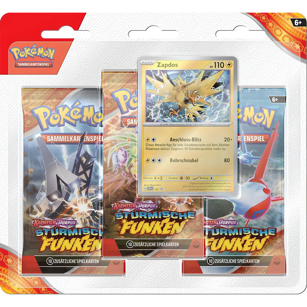 Pokémon Karmesin & Purpur Stürmische Funken 3-Pack Blister (deutsch) (zufällig)