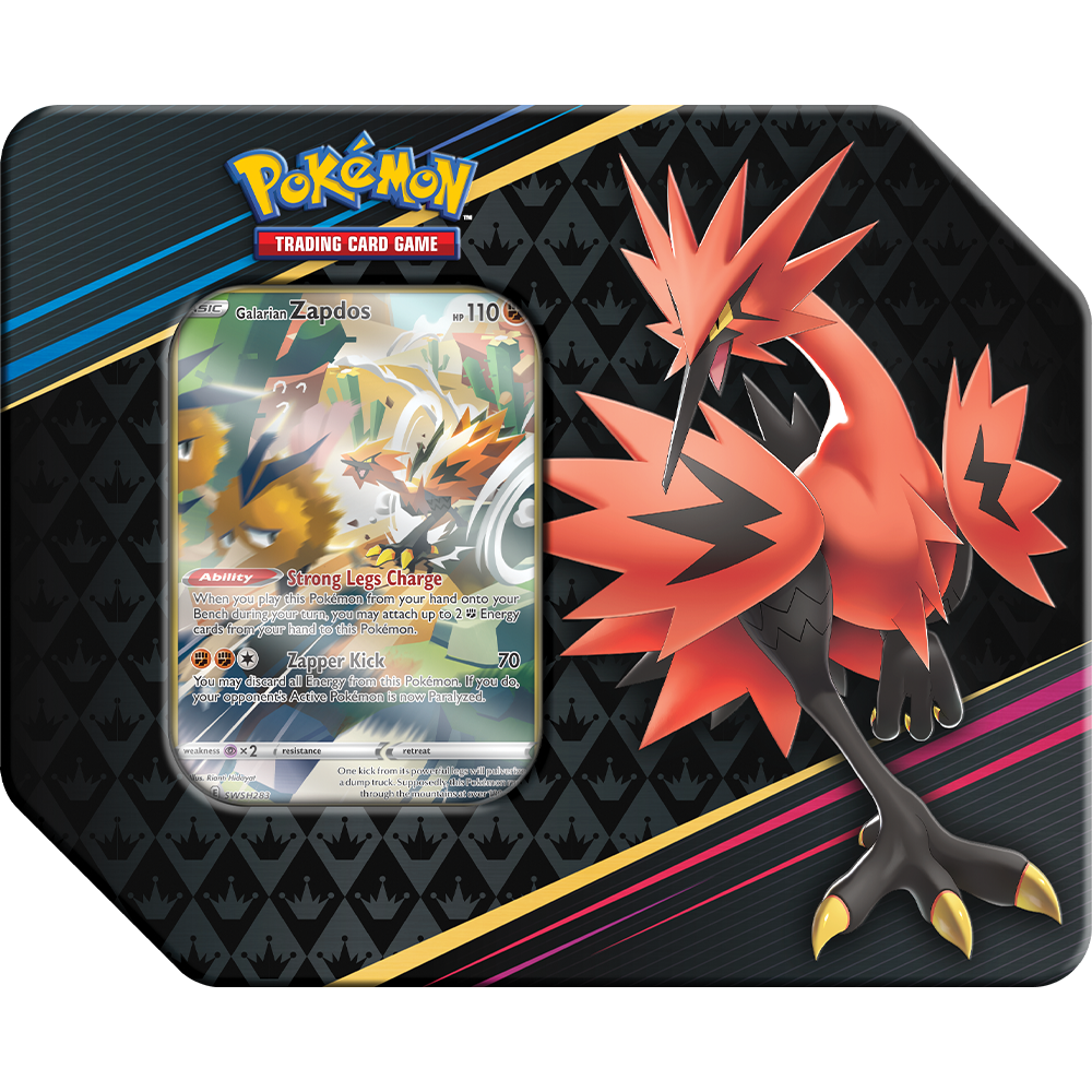 Pokémon Sword & Shield Crown Zenith 7inch Tin Box Galarian Zapdos (englisch)