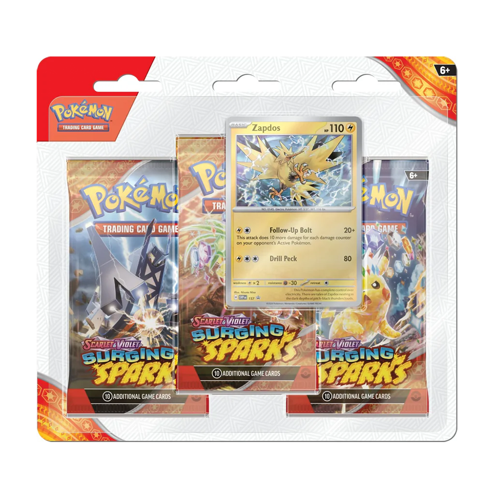 Pokémon Scarlet & Violet Surging Sparks 3-Pack Blister (englisch) (zufällig)